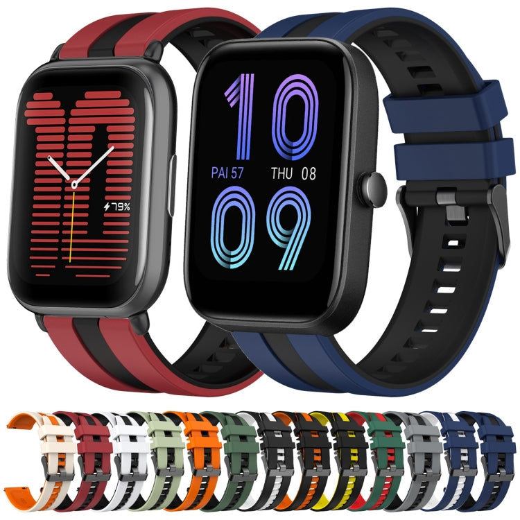 For Amazfit Active 20mm Two-Color Sports Silicone Watch Band(Black+White) - free shipping - PMC TechLife - Order now!
