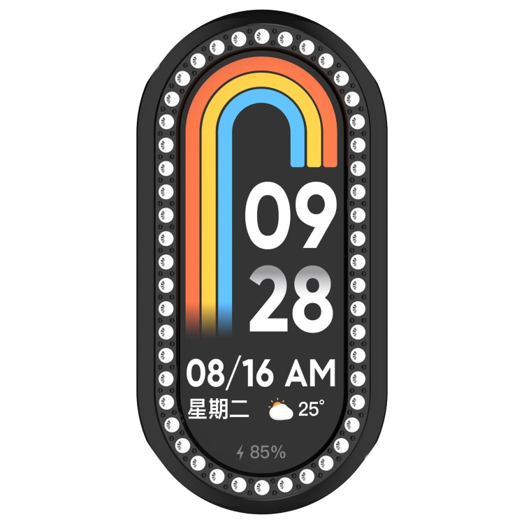 For Xiaomi Smart Band 9 NFC Diamond Half Coverage Hollow PC Watch Protective Case(Black) - Watch Cases by PMC TechLife | Online Shopping South Africa | PMC TechLife | Buy Now Pay Later Mobicred