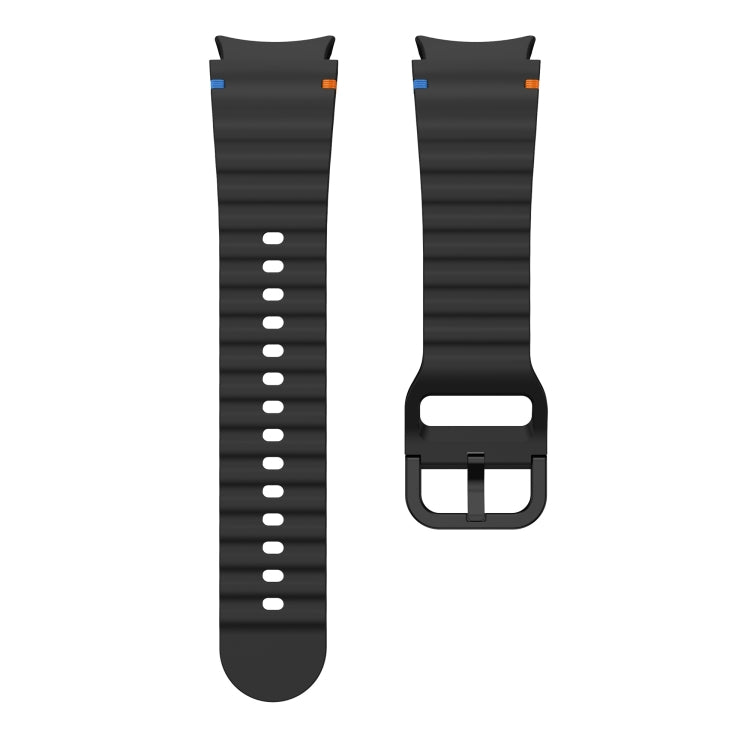 For Samsung Galaxy Watch 7 40 / 44mm Wave Pattern Stitched Silicone Watch Band(Black) - free shipping - PMC TechLife - Order now!