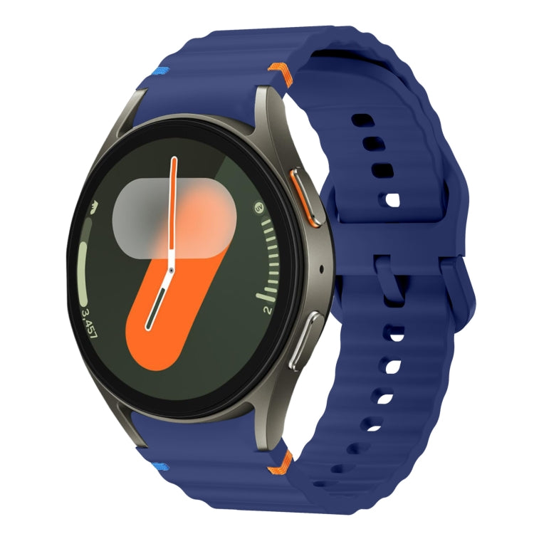 For Samsung Galaxy Watch 7 40 / 44mm Wave Pattern Stitched Silicone Watch Band(Dark Blue) - free shipping - PMC TechLife - Order now!