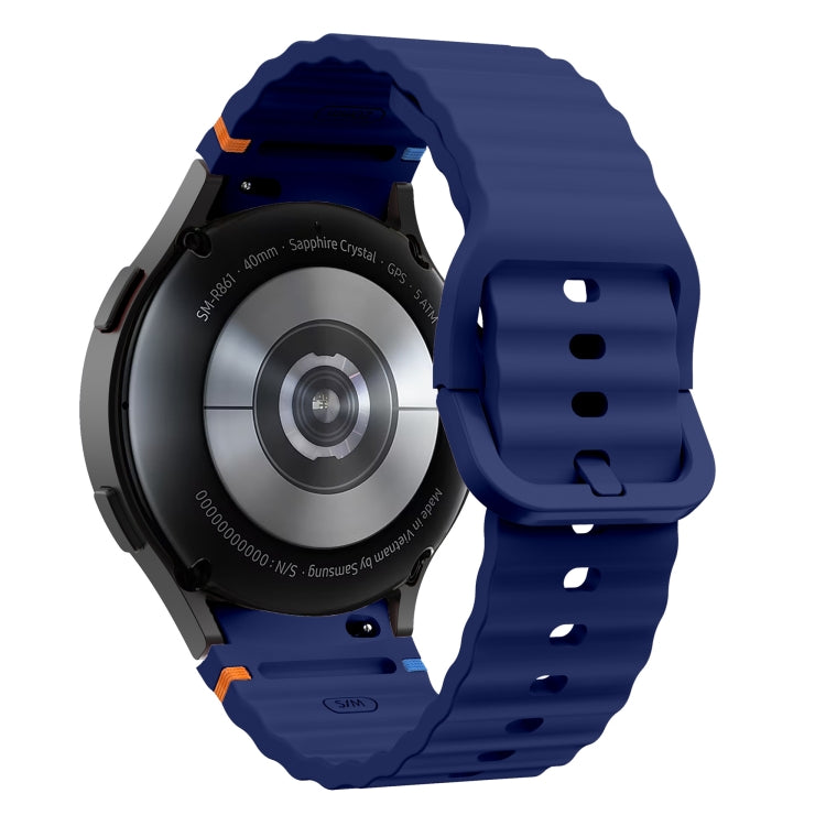 For Samsung Galaxy Watch 7 40 / 44mm Wave Pattern Stitched Silicone Watch Band(Dark Blue) - free shipping - PMC TechLife - Order now!