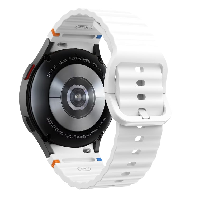 For Samsung Galaxy Watch 6 Classic Wave Pattern Stitched Silicone Watch Band(White) - free shipping - PMC TechLife - Order now!