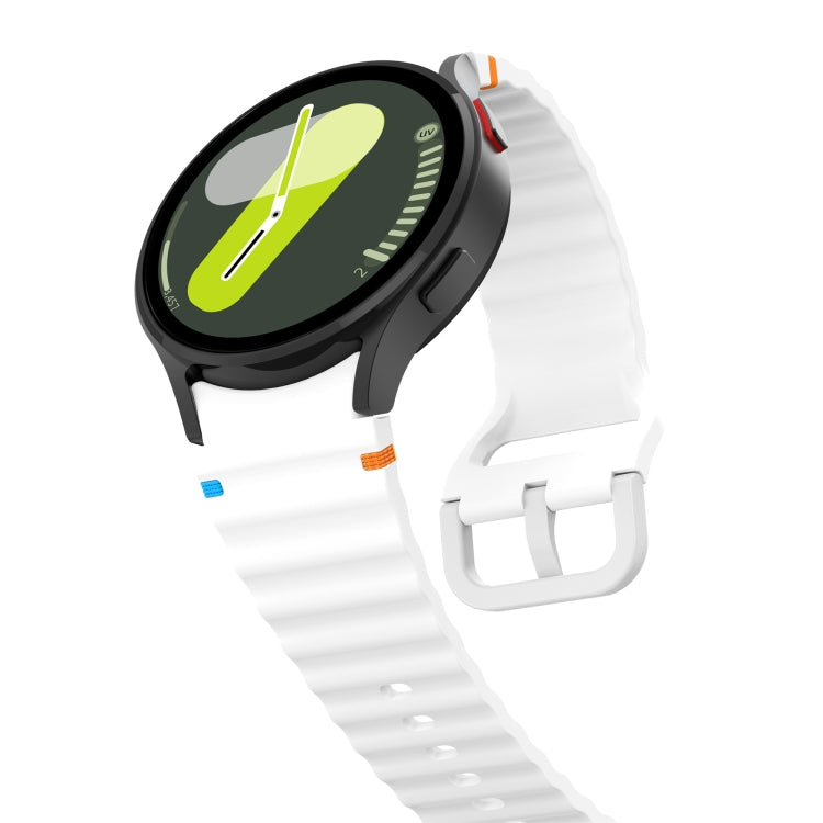 For Samsung Galaxy Watch 6 Classic Wave Pattern Stitched Silicone Watch Band(White) - free shipping - PMC TechLife - Order now!