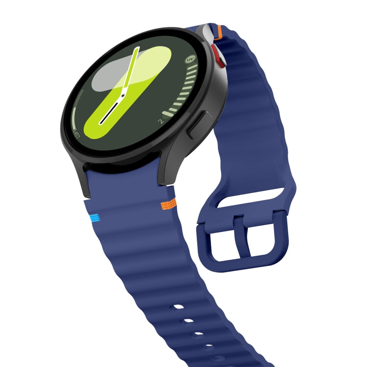 For Samsung Galaxy Watch 6 Classic Wave Pattern Stitched Silicone Watch Band(Dark Blue) - free shipping - PMC TechLife - Order now!