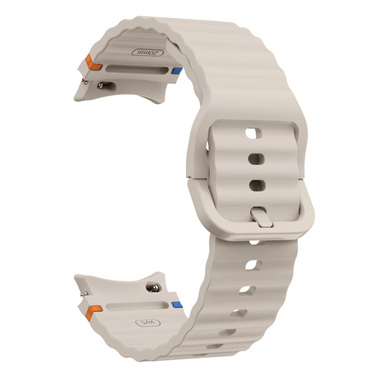 For Samsung Galaxy Watch 5 40 / 44mm Wave Pattern Stitched Silicone Watch Band(Starlight) - free shipping - PMC TechLife - Order now!