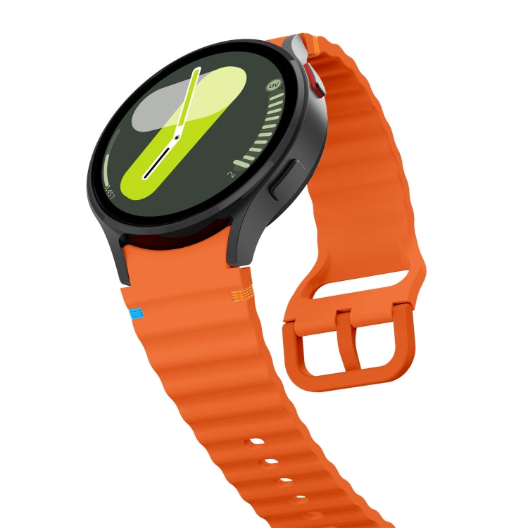 For Samsung Galaxy Watch 5 40 / 44mm Wave Pattern Stitched Silicone Watch Band(Orange) - free shipping - PMC TechLife - Order now!