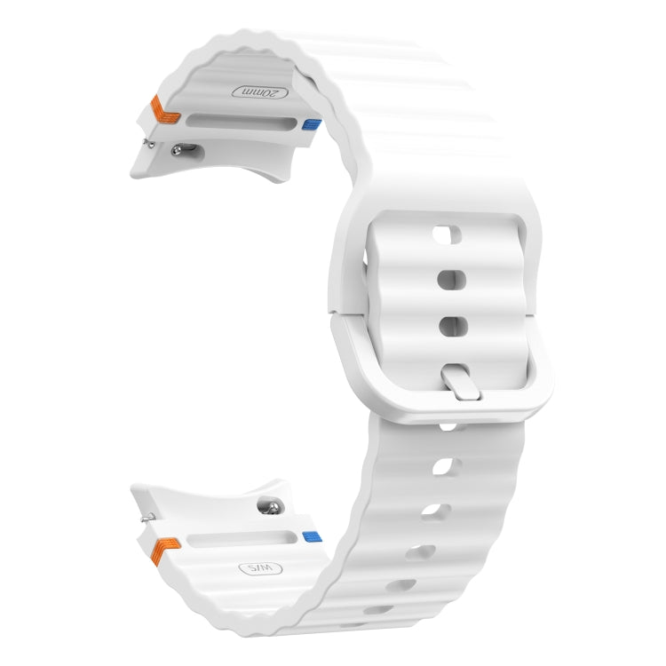For Samsung Galaxy Watch 5 Pro Wave Pattern Stitched Silicone Watch Band(White) - free shipping - PMC TechLife - Order now!
