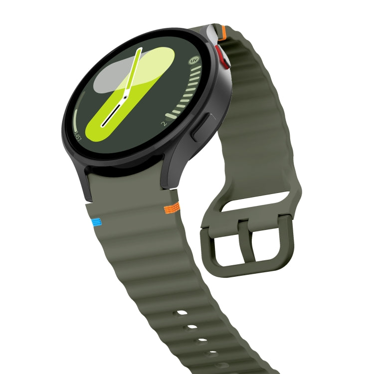 For Samsung Galaxy Watch 5 Pro Wave Pattern Stitched Silicone Watch Band(Army Green) - free shipping - PMC TechLife - Order now!