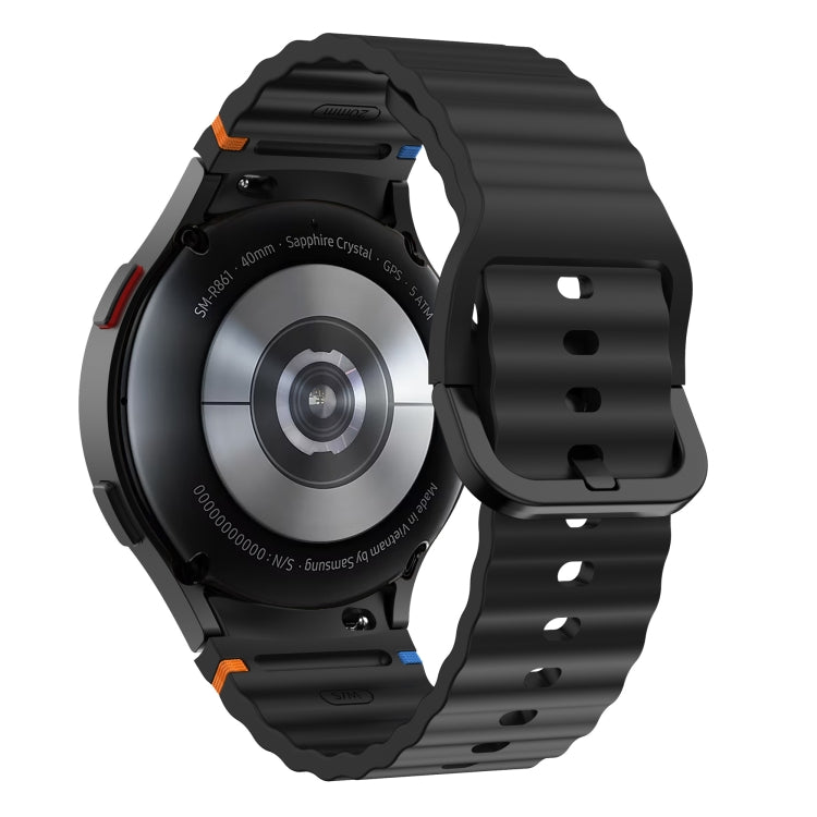 For Samsung Galaxy Watch 4 40 / 44mm Wave Pattern Stitched Silicone Watch Band(Black) - free shipping - PMC TechLife - Order now!