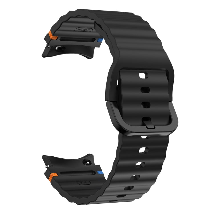 For Samsung Galaxy Watch 4 40 / 44mm Wave Pattern Stitched Silicone Watch Band(Black) - free shipping - PMC TechLife - Order now!