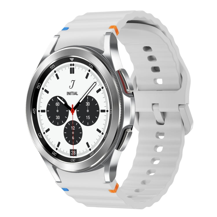 For Samsung Galaxy Watch 4 Classic 42 / 46mm Wave Pattern Stitched Silicone Watch Band(Light Gray) - free shipping - PMC TechLife - Order now!