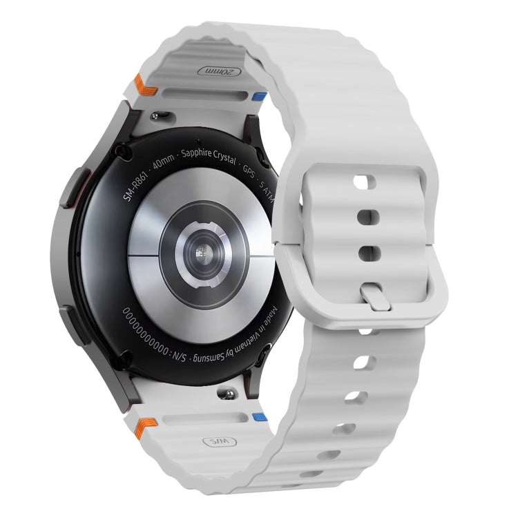 For Samsung Galaxy Watch 4 Classic 42 / 46mm Wave Pattern Stitched Silicone Watch Band(Light Gray) - free shipping - PMC TechLife - Order now!
