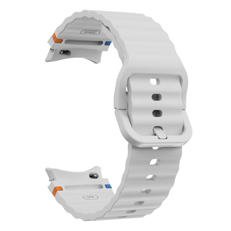 For Samsung Galaxy Watch 4 Classic 42 / 46mm Wave Pattern Stitched Silicone Watch Band(Light Gray) - free shipping - PMC TechLife - Order now!