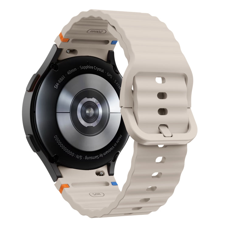 For Samsung Galaxy Watch 4 Classic 42 / 46mm Wave Pattern Stitched Silicone Watch Band(Starlight) - free shipping - PMC TechLife - Order now!