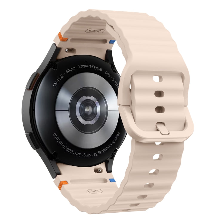 For Samsung Galaxy Watch 4 Classic 42 / 46mm Wave Pattern Stitched Silicone Watch Band(Pink) - free shipping - PMC TechLife - Order now!