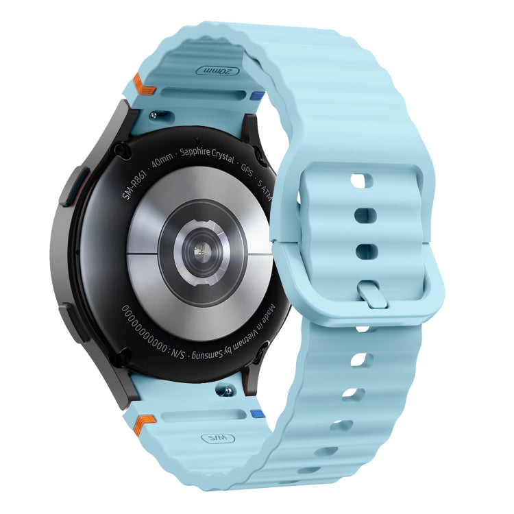 For Samsung Galaxy Watch3 41mm Wave Pattern Stitched Silicone Watch Band(Light Blue) - free shipping - PMC TechLife - Order now!