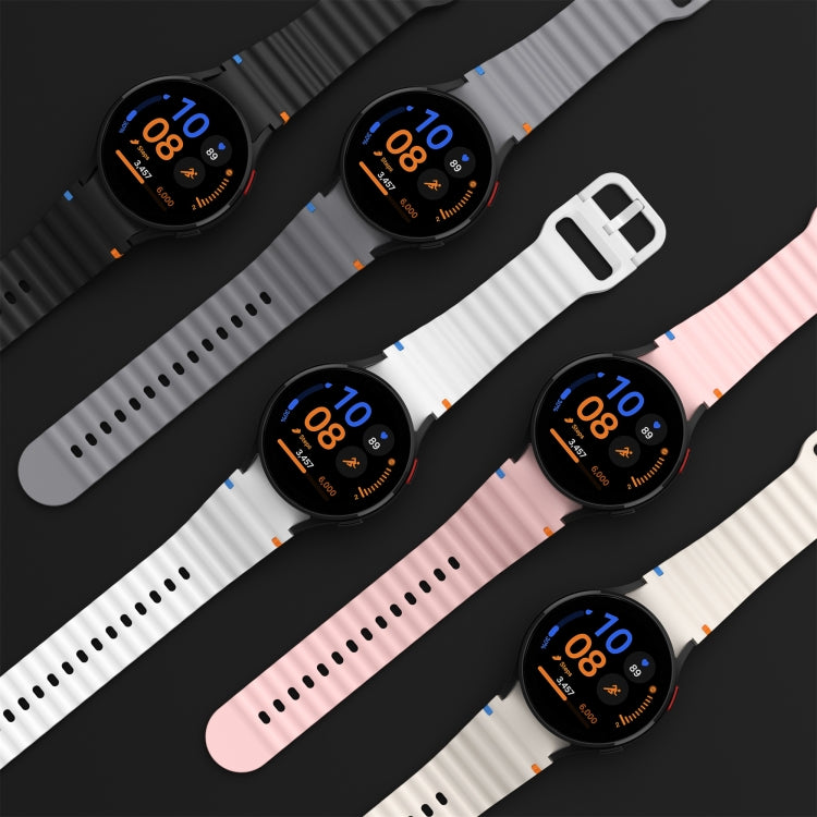 For Samsung Galaxy Watch 4 Classic 42 / 46mm Wave Pattern Stitched Silicone Watch Band(Light Gray) - free shipping - PMC TechLife - Order now!
