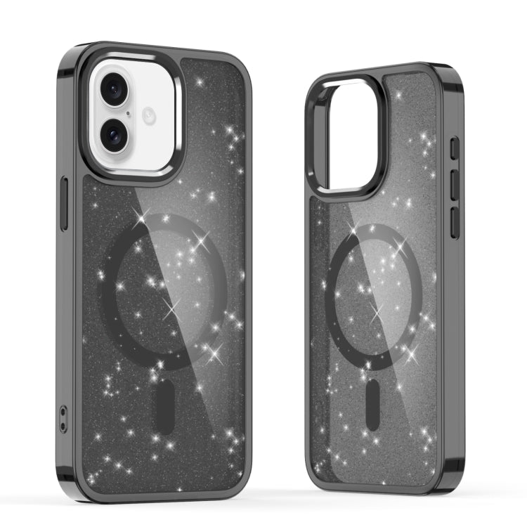 For iPhone 16 Glitter MagSafe Shockproof Phone Case(Black) - iPhone 16 Cases by PMC Jewellery | Online Shopping South Africa | PMC Jewellery | Buy Now Pay Later Mobicred