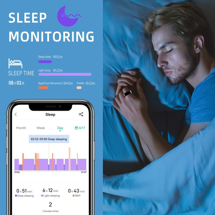 R11M SIZE 7 Smart Ring, Support Heart Rate / Blood Oxygen / Sleep / Multiple Sports Modes(Black) - Smart Rings / Smart Telephones by PMC TechLife | Online Shopping South Africa | PMC TechLife | Buy Now Pay Later Mobicred