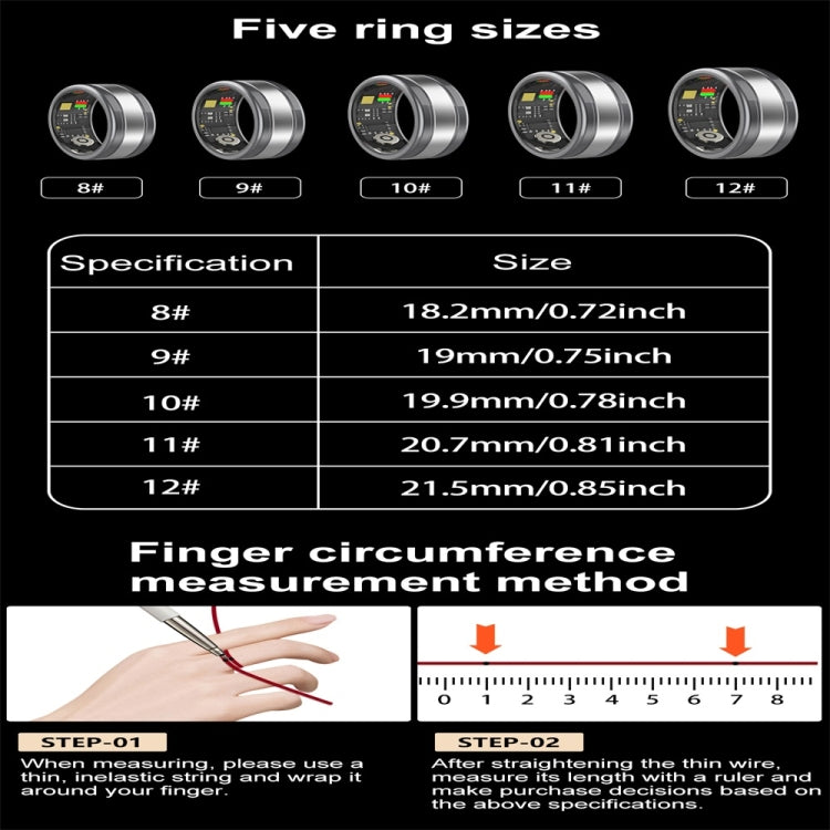 R18 SIZE 9 Smart Ring, Support Heart Rate / Blood Oxygen / Sleep/ Multiple Sports Modes(Black) - free shipping - PMC TechLife - Order now!