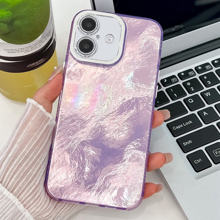 For iPhone 16 Plus Plating Glitter Texture TPU Phone Case with Lens Film(Purple Tinfoil Texture) - iPhone 16 Plus Cases by PMC Jewellery | Online Shopping South Africa | PMC Jewellery | Buy Now Pay Later Mobicred