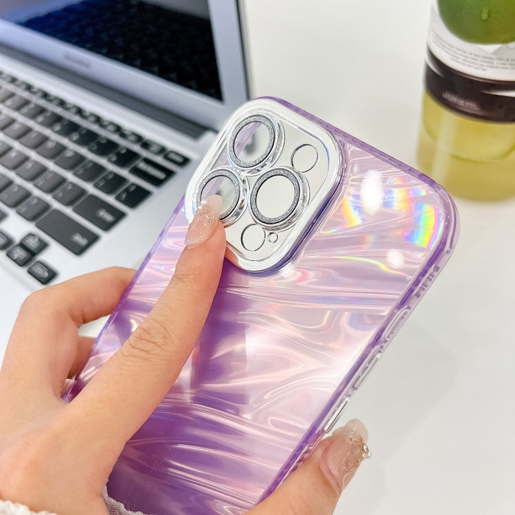 For iPhone 16 Plus Plating Glitter Texture TPU Phone Case with Lens Film(Purple Tinfoil Texture) - iPhone 16 Plus Cases by PMC Jewellery | Online Shopping South Africa | PMC Jewellery | Buy Now Pay Later Mobicred