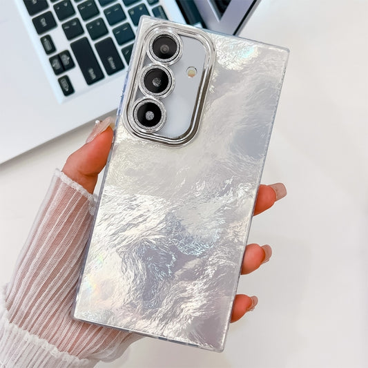 For Samsung Galaxy S25+ 5G Plating Glitter Texture TPU Phone Case with Lens Film(White Tinfoil Texture) - Galaxy S25+ 5G Cases by PMC Jewellery | Online Shopping South Africa | PMC Jewellery | Buy Now Pay Later Mobicred