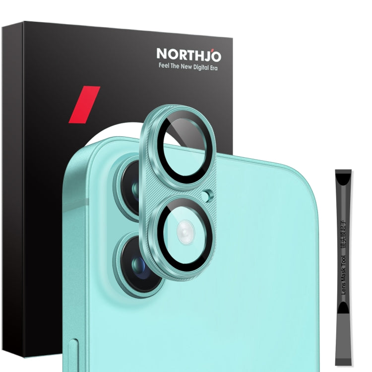 For iPhone 16 / 16 Plus NORTHJO CD Vein Camera Lens Protector Tempered Glass Rear Lens Film(Cyan) - iPhone 16 Tempered Glass by NORTHJO | Online Shopping South Africa | PMC Jewellery | Buy Now Pay Later Mobicred