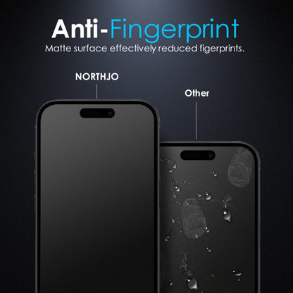 For iPhone 16 Pro NORTHJO Matte Silkscreen Anti-Fingerprint Tempered Glass Film - iPhone 16 Pro Tempered Glass by NORTHJO | Online Shopping South Africa | PMC Jewellery | Buy Now Pay Later Mobicred