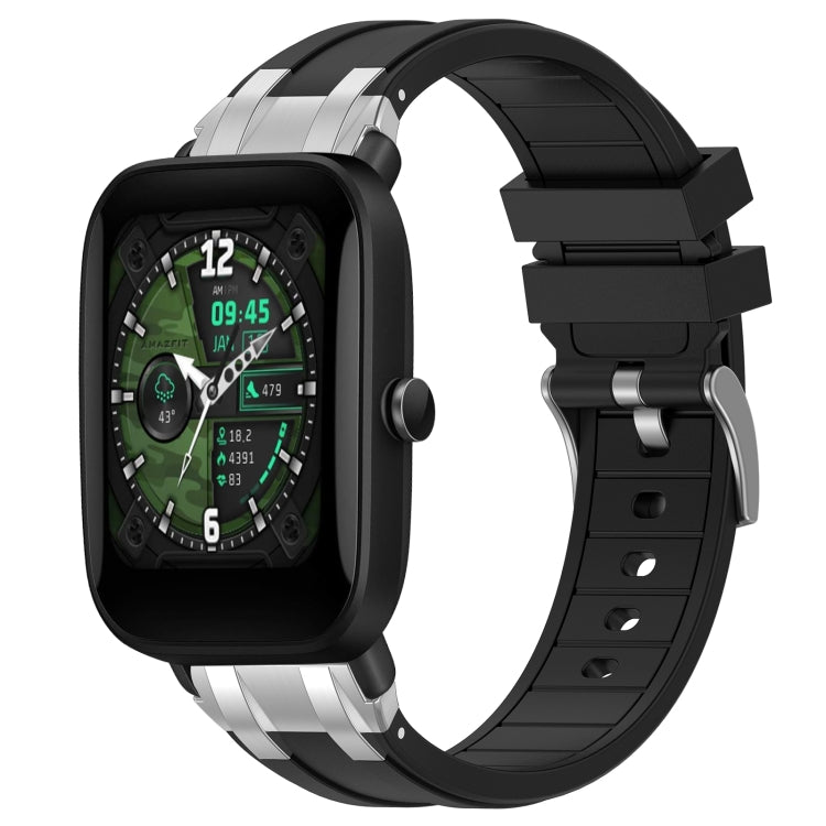 For Amazfit Bip U 20mm Quick Release Silver Buckle Royal Silicone Watch Band(Black) - free shipping - PMC TechLife - Order now!