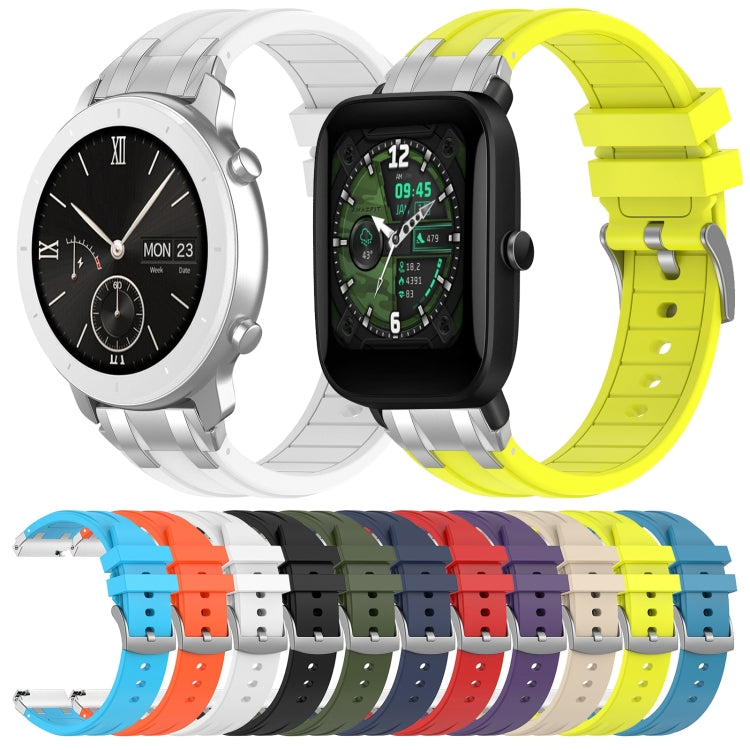 For Amazfit Bip 20mm Quick Release Silver Buckle Royal Silicone Watch Band(White) - free shipping - PMC TechLife - Order now!