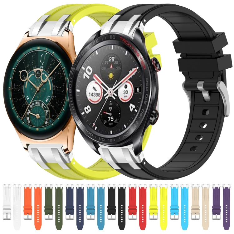 For Honor Magic Watch 22mm Quick Release Silver Buckle Royal Silicone Watch Band(White) - free shipping - PMC TechLife - Order now!