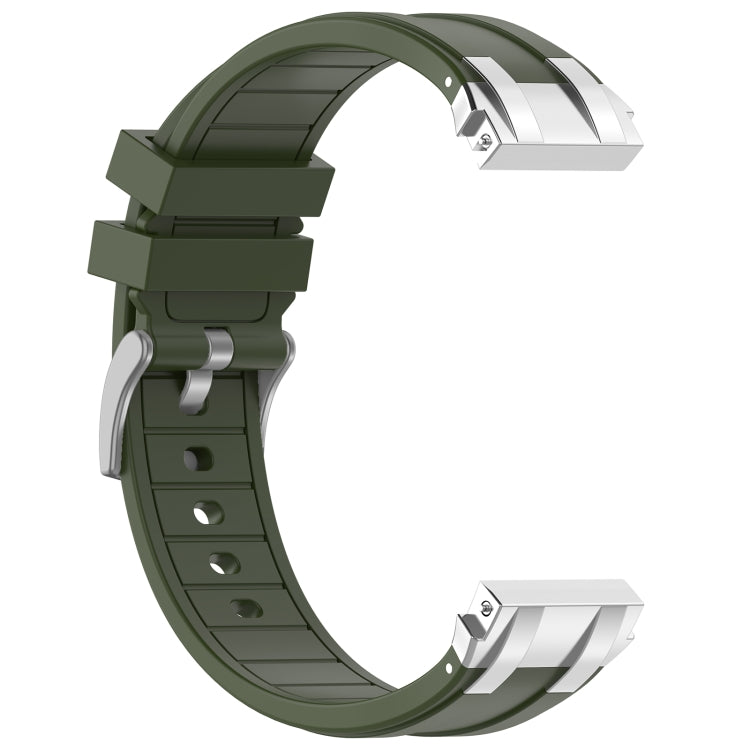 For Garmin Forerunner 255 22mm Quick Release Silver Buckle Royal Silicone Watch Band(Olive Green) - free shipping - PMC TechLife - Order now!