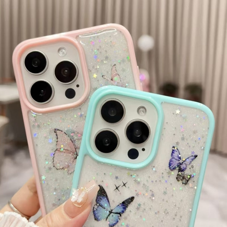 For iPhone 16 Plus Color Butterfly Glitter Epoxy TPU Phone Case(Purple) - iPhone 16 Plus Cases by PMC Jewellery | Online Shopping South Africa | PMC Jewellery | Buy Now Pay Later Mobicred