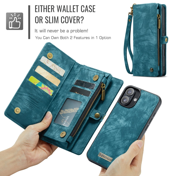 For iPhone 16 CaseMe 008 Detachable Multifunctional Leather Phone Case(Blue) - iPhone 16 Cases by CaseMe | Online Shopping South Africa | PMC Jewellery | Buy Now Pay Later Mobicred