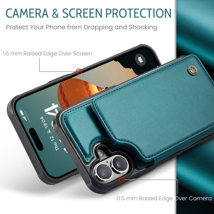 For iPhone 16 Plus CaseMe C22 Card Slots Holder RFID Anti-theft Phone Case(Green) - iPhone 16 Plus Cases by CaseMe | Online Shopping South Africa | PMC Jewellery | Buy Now Pay Later Mobicred