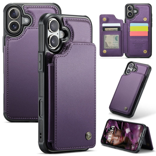 For iPhone 16 Plus CaseMe C22 Card Slots Holder RFID Anti-theft Phone Case(Purple) - iPhone 16 Plus Cases by CaseMe | Online Shopping South Africa | PMC Jewellery | Buy Now Pay Later Mobicred