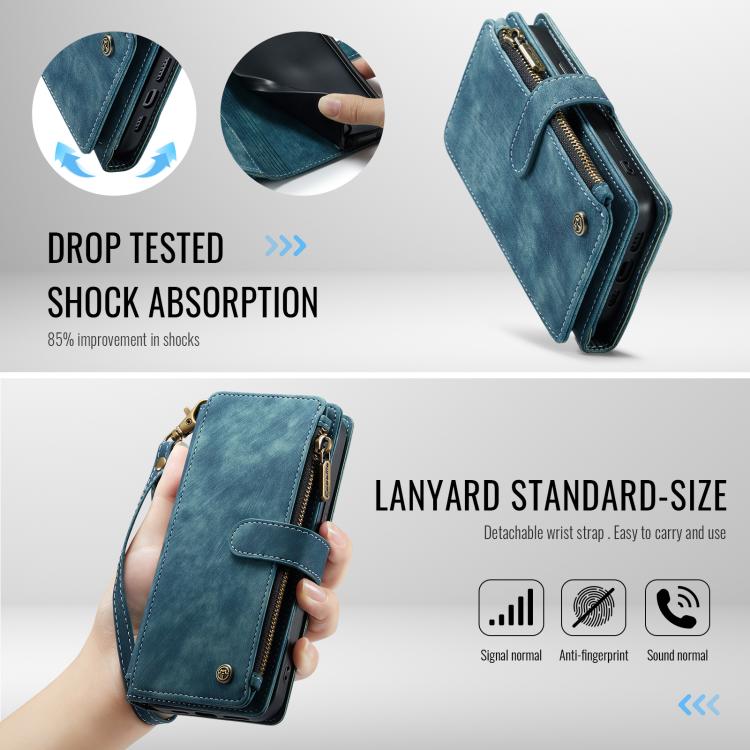 For iPhone 16e CaseMe C30 Card Slots Zipper Wallet Leather Phone Case(Blue) - iPhone 16e Cases by CaseMe | Online Shopping South Africa | PMC TechLife | Buy Now Pay Later Mobicred