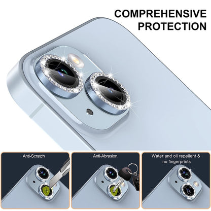 For iPhone 16 / 16 Plus ENKAY AR Anti-reflection Individual Diamond Ring Camera Lens Glass Full Film(Sea Blue) - iPhone 16 Plus Tempered Glass by ENKAY | Online Shopping South Africa | PMC Jewellery | Buy Now Pay Later Mobicred