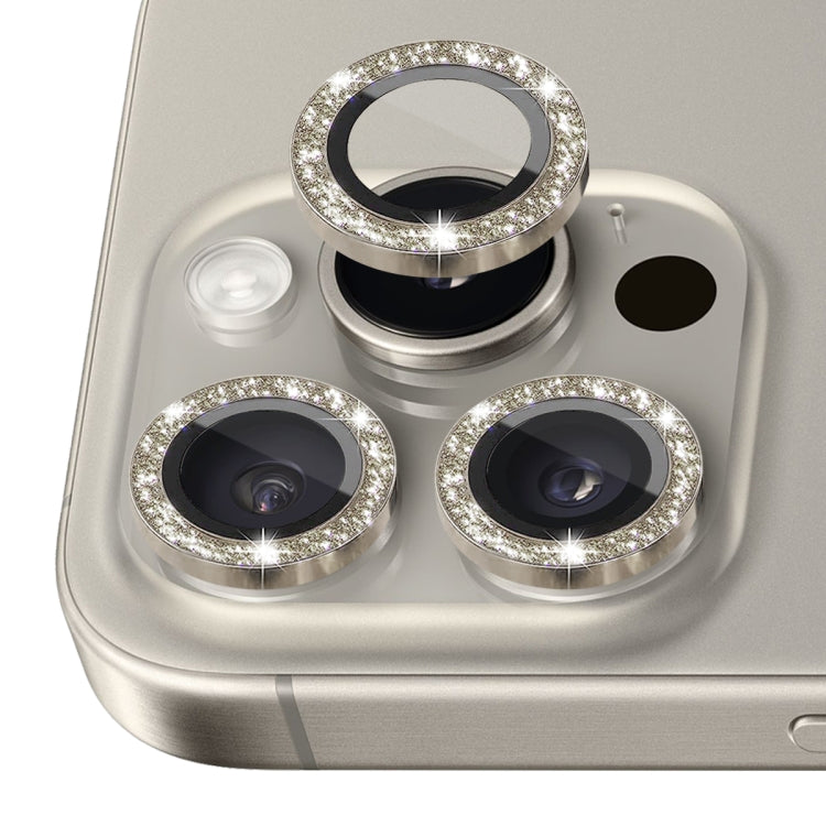 For iPhone 16 Pro / 16 Pro Max NORTHJO Glitter Camera Lens Protector Tempered Glass Metal Ring Film(Natural) - free shipping - PMC Jewellery - Order now!