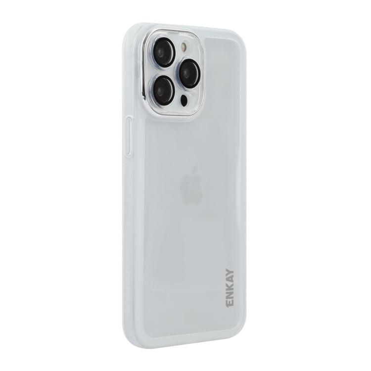 For iPhone 15 Pro Max ENKAY Hat-Prince Translucent Matte TPU Phone Case with Lens Film(White) - iPhone 15 Pro Max Cases by ENKAY | Online Shopping South Africa | PMC Jewellery | Buy Now Pay Later Mobicred