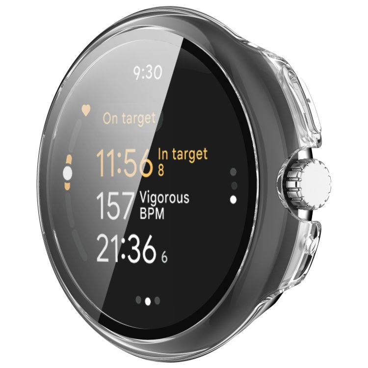 For Google Pixel Watch 3 45mm PC + Tempered Film Integrated Watch Protective Case(Transparent) - Watch Cases by PMC TechLife | Online Shopping South Africa | PMC TechLife | Buy Now Pay Later Mobicred