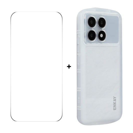 For Redmi K70 / K70 Pro ENKAY Hat-Prince Translucent Matte TPU Phone Case + 9H Big Arc Edge Glass Film(White) - K70 Pro Cases by ENKAY | Online Shopping South Africa | PMC Jewellery | Buy Now Pay Later Mobicred