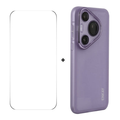 For Huawei Pura 70 ENKAY Hat-Prince Translucent Matte TPU Phone Case with Lens Film + 9H Big Arc Edge Film(Purple) - Huawei Cases by ENKAY | Online Shopping South Africa | PMC Jewellery | Buy Now Pay Later Mobicred