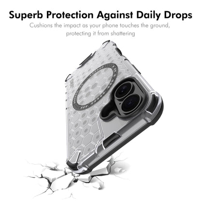 For iPhone 16 Plus ENKAY Hat-Prince Honeycomb MagSafe Shockproof Phone Case with Large Arc Edge Film(Grey) - iPhone 16 Plus Cases by ENKAY | Online Shopping South Africa | PMC Jewellery | Buy Now Pay Later Mobicred