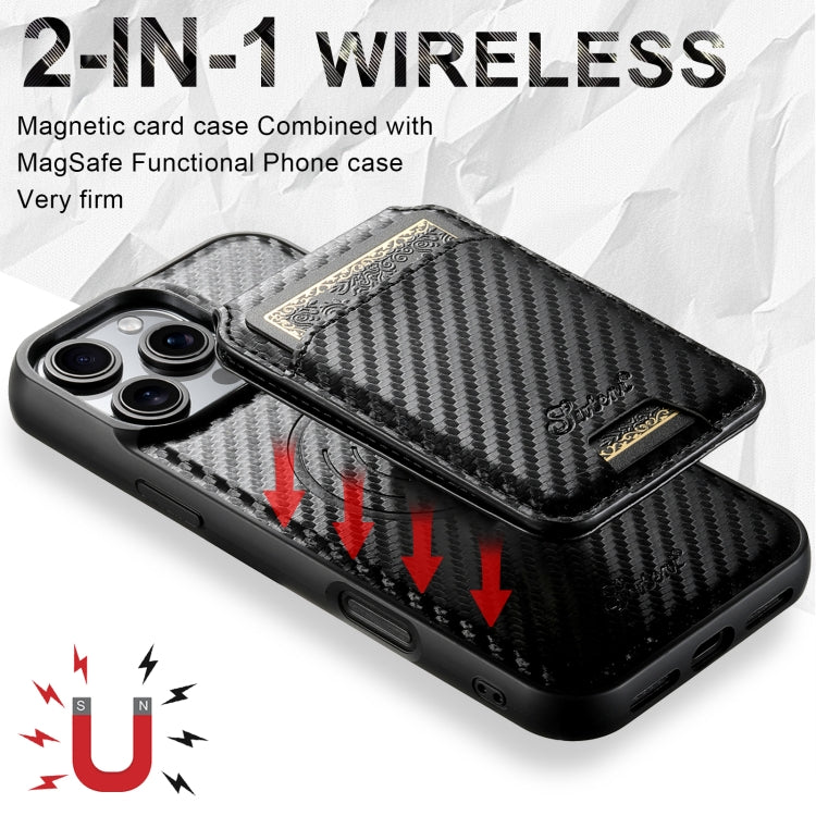 For iPhone 13 Pro Max Suteni TXWH18 Carbon Fiber Texture Detachable Wallet MagSafe Phone Case(Black) - iPhone 13 Pro Max Cases by Suteni | Online Shopping South Africa | PMC Jewellery | Buy Now Pay Later Mobicred