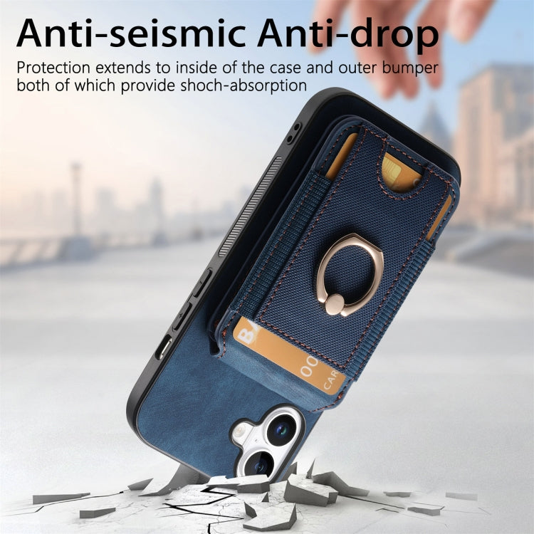 For iPhone 16 Retro Splitable Magnetic Stand Card Bag Leather Phone Case(Blue) - iPhone 16 Cases by PMC Jewellery | Online Shopping South Africa | PMC Jewellery | Buy Now Pay Later Mobicred