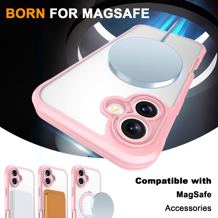 For iPhone 16 Skin Feel MagSafe Holder 360 Full Body Phone Case(Pink) - iPhone 16 Cases by PMC Jewellery | Online Shopping South Africa | PMC Jewellery | Buy Now Pay Later Mobicred