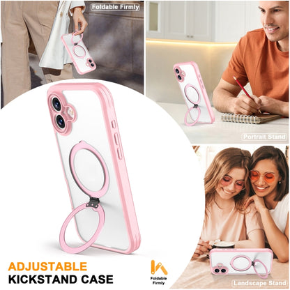 For iPhone 16 Skin Feel MagSafe Holder 360 Full Body Phone Case(Pink) - iPhone 16 Cases by PMC Jewellery | Online Shopping South Africa | PMC Jewellery | Buy Now Pay Later Mobicred