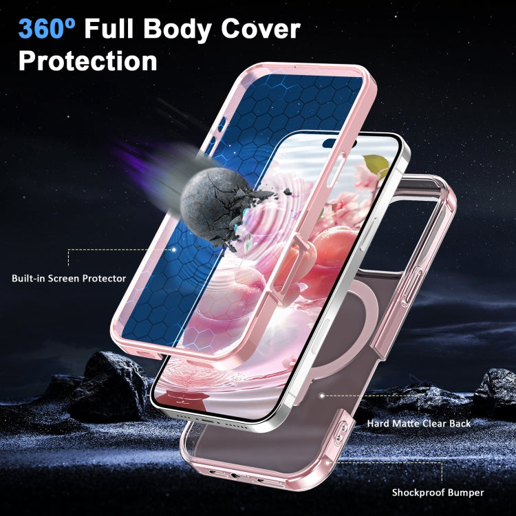 For iPhone 16 Pro Max Frosted Skin Feel MagSafe Holder 360 Full Body Phone Case(Pink) - iPhone 16 Pro Max Cases by PMC Jewellery | Online Shopping South Africa | PMC Jewellery | Buy Now Pay Later Mobicred